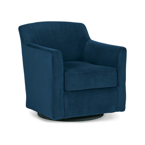 Ashley Leena Swivel Accent Chair, Blue Velvet, Shelter Arms, Black