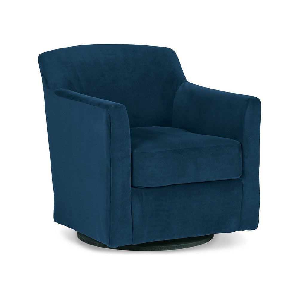 Ashley Leena Swivel Accent Chair, Blue Velvet, Shelter Arms, Black