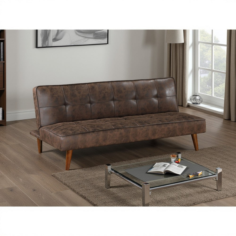 Sena Futon Convertible Sofa Bed Sleeper Couch, Dark Brown Faux Leather By Casagear Home