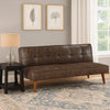 Sena Futon Convertible Sofa Bed Sleeper Couch, Dark Brown Faux Leather By Casagear Home