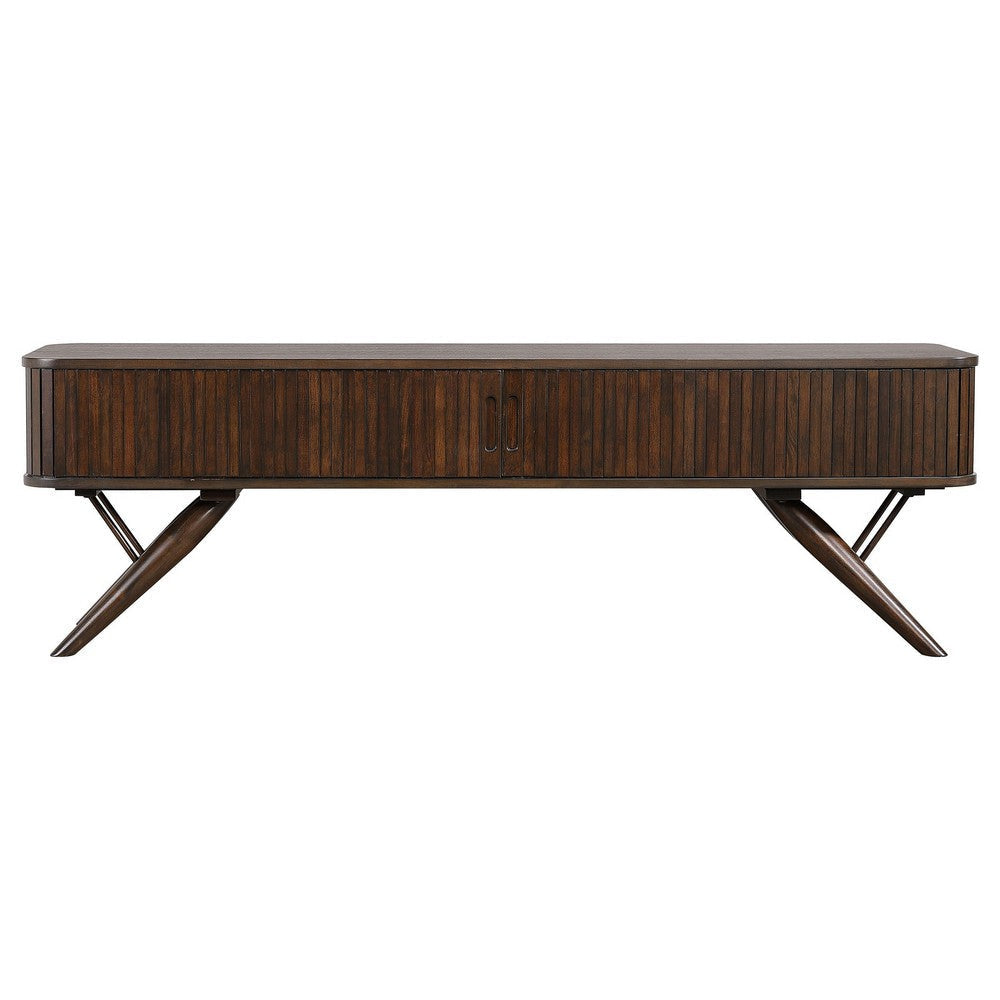 Simi TV Media Entertainment Console Rectangular 71 Inch Walnut Brown Wood By Casagear Home BM318973