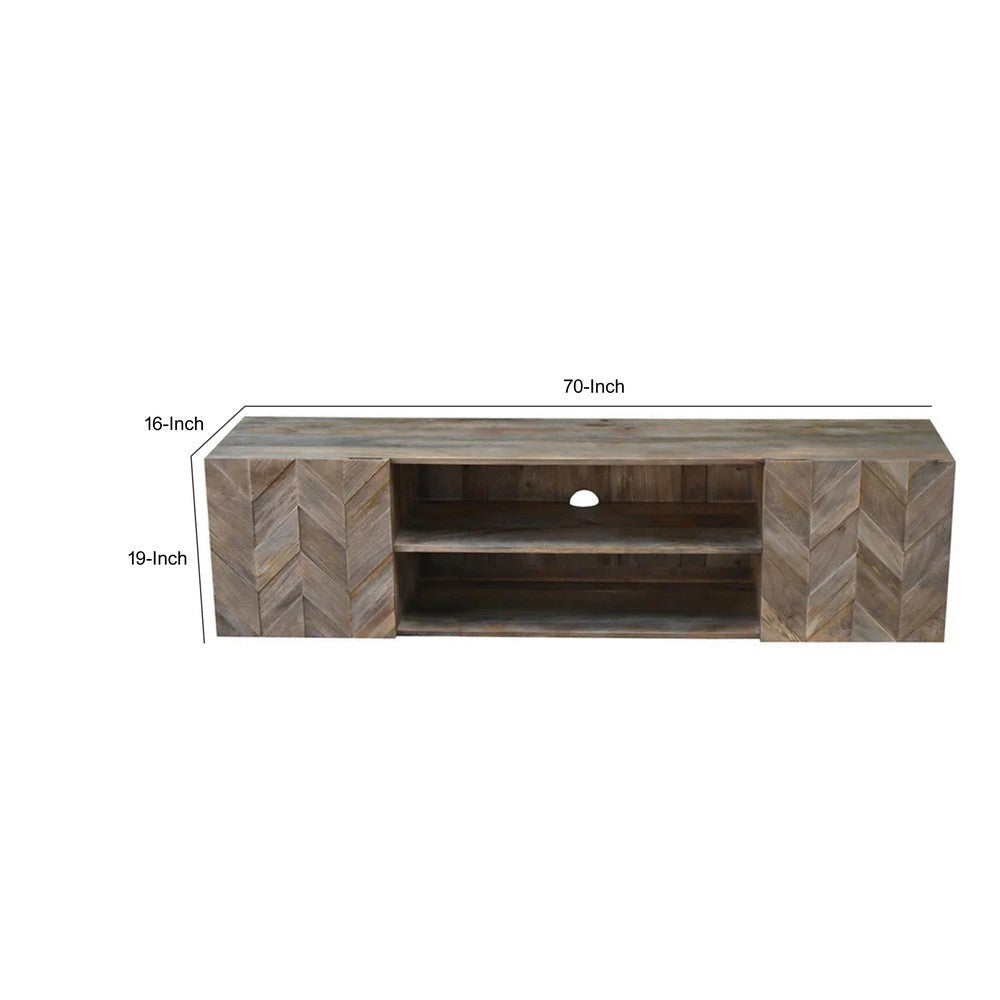 Alyona TV Media Entertainment Console Shelves Mango Brown 70 Inch By Casagear Home BM318974