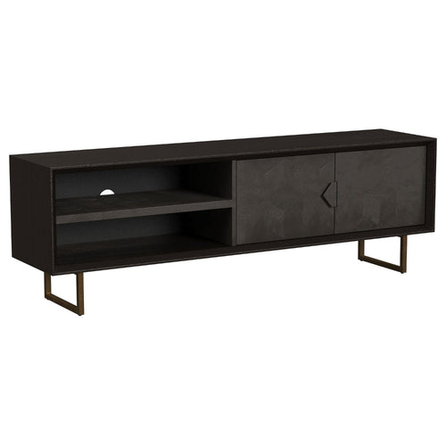 Marcel TV Media Entertainment Console, 2 Doors, Charcoal Black, 70 Inch By Casagear Home