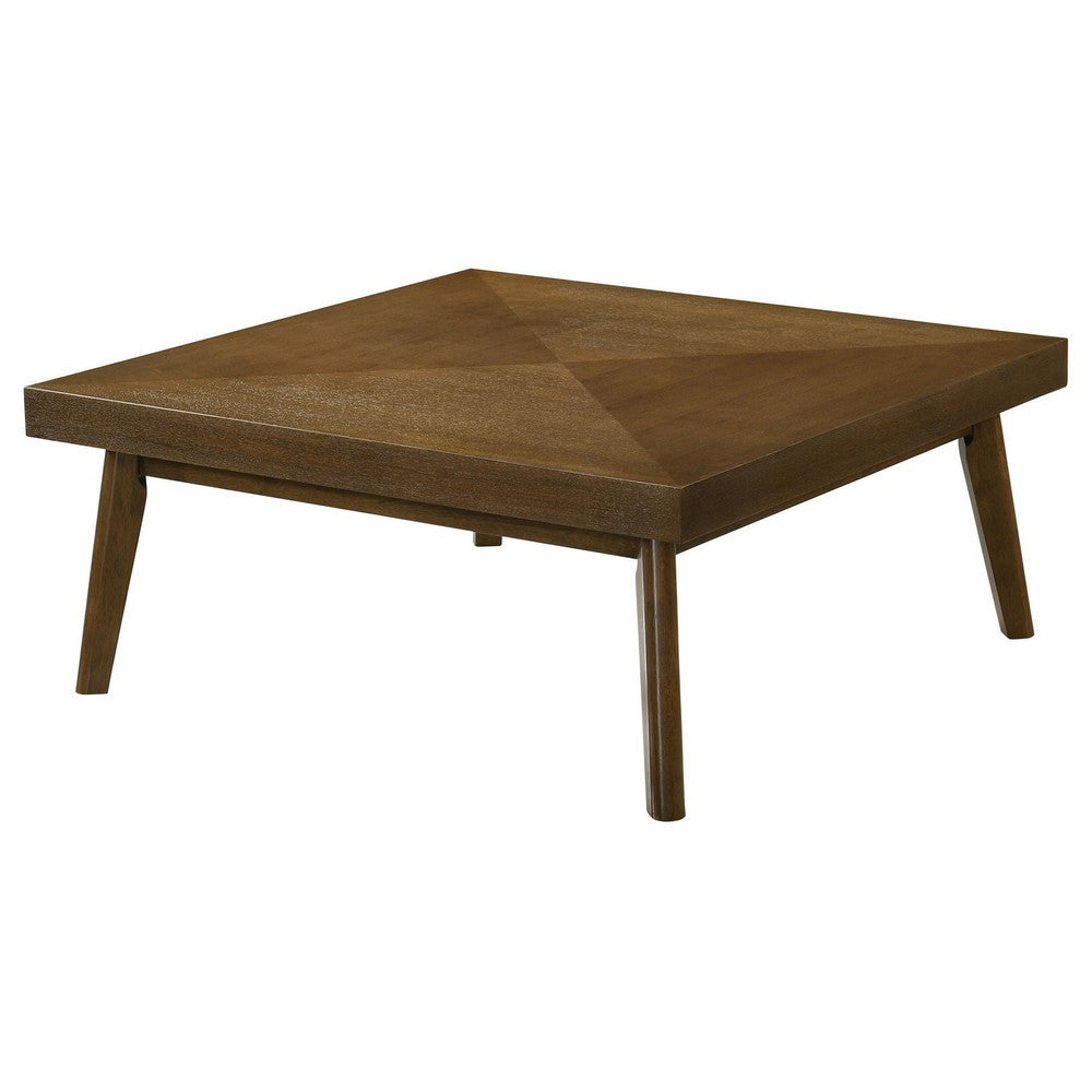 Layla Coffee Table 39 Inch Square Top Diamond Parquet Walnut Brown Wood By Casagear Home BM318978