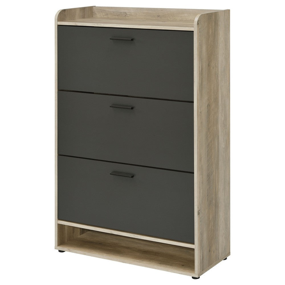 Danny Shoe Storage Cabinet 3 Tiered Bottom Shelf Antiqued Gray Pine By Casagear Home BM318983