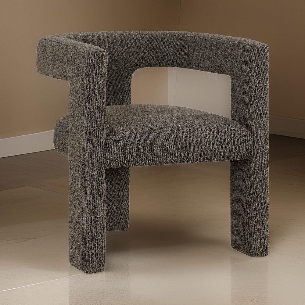 Hellen Accent Side Chair Fully Upholstered Chocolate Brown Boucle Fabric By Casagear Home BM318984