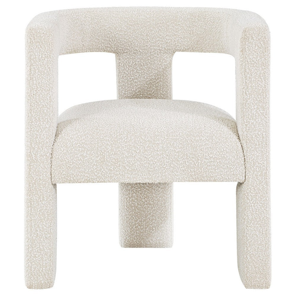 Hellen Accent Side Chair Fully Upholstered in Soft White Boucle Fabric By Casagear Home BM318985