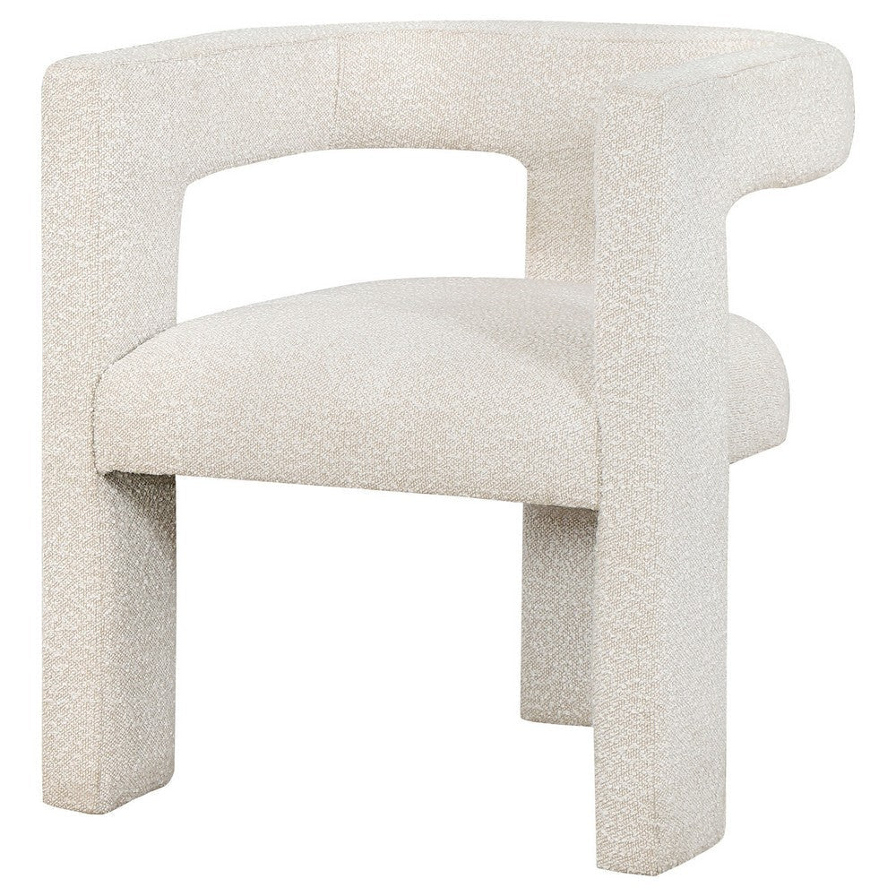 Hellen Accent Side Chair Fully Upholstered in Soft White Boucle Fabric By Casagear Home BM318985