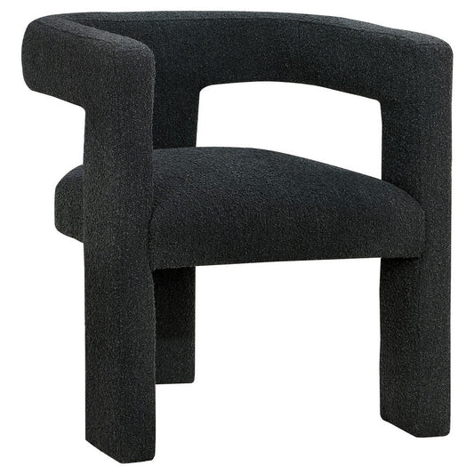 Hellen Accent Side Chair, Fully Upholstered in Black Boucle, Foam Cushion By Casagear Home