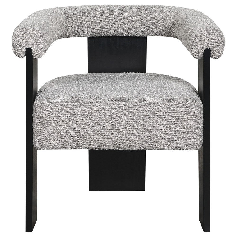 Cara Accent Chair Curve Back Gray Boucle Fabric with Black Wood Legs By Casagear Home BM318989