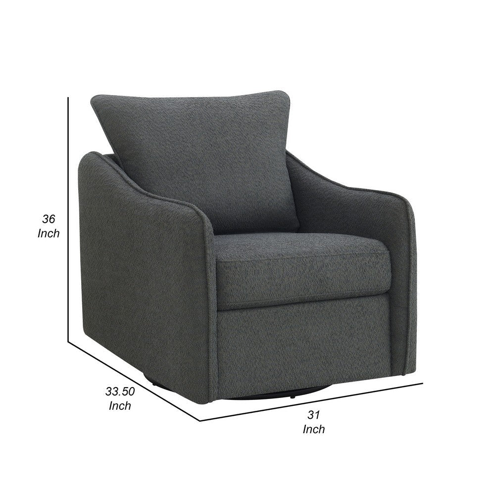 Adia Swivel Glider Chair Gray Boucle Upholstery Cushioned Curved Arms By Casagear Home BM318994