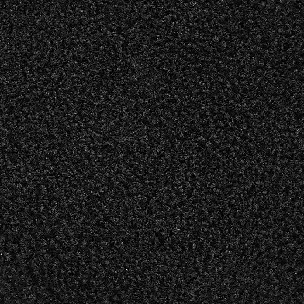 Aia 18 Inch Storage Ottoman Black Faux Sheepskin Round Rubberwood Feet By Casagear Home BM318995