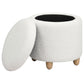 Aia 18 Inch Storage Ottoman White Faux Sheepskin Round Rubberwood Feet By Casagear Home BM318997