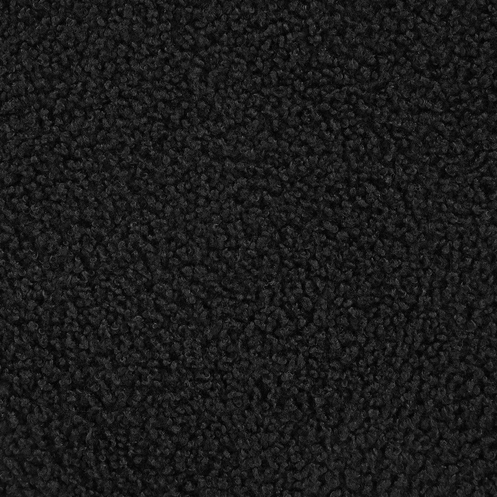 Zia 19 Inch Ottoman Black Faux Sheepskin Upholstery Round Platform Base By Casagear Home BM318998