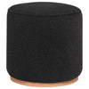 Zia 19 Inch Ottoman, Black Faux Sheepskin Upholstery, Round Platform Base By Casagear Home