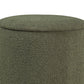 Zia 19 Inch Ottoman Green Faux Sheepskin Upholstery Round Platform Base By Casagear Home BM318999