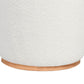 Zia 19 Inch Ottoman White Faux Sheepskin Upholstery Round Platform Base By Casagear Home BM319000