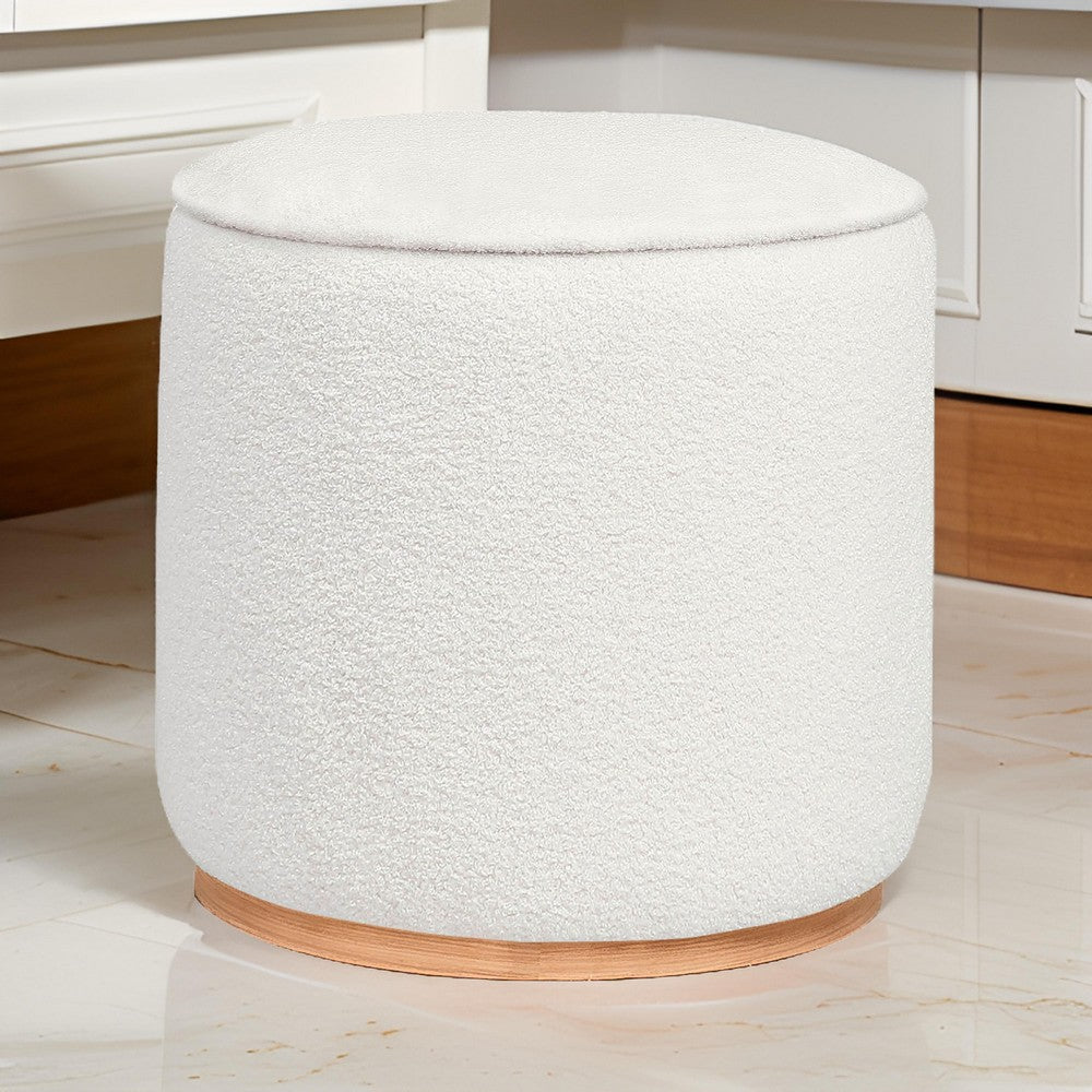 Zia 19 Inch Ottoman White Faux Sheepskin Upholstery Round Platform Base By Casagear Home BM319000