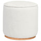 Zia 19 Inch Ottoman, White Faux Sheepskin Upholstery, Round Platform Base By Casagear Home
