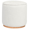 Zia 19 Inch Ottoman, White Faux Sheepskin Upholstery, Round Platform Base By Casagear Home