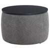 Soi 30 Inch Storage Ottoman table, Black Round Top Lift, Gray Chenille  By Casagear Home