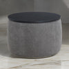 Soi 30 Inch Storage Ottoman table Black Round Top Lift Gray Chenille By Casagear Home BM319001