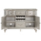 Nive 58 Inch Sideboard Server 4 Drawers Bottle Rack Faux Diamond Silver By Casagear Home BM319002