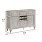 Nive 58 Inch Sideboard Server 4 Drawers Bottle Rack Faux Diamond Silver By Casagear Home BM319002