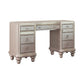 Deco Vanity Desk Dresser, 9 Mirrored Drawers, Turned Feet, Bling, Silver By Casagear Home