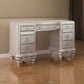 Deco Vanity Desk Dresser 9 Mirrored Drawers Turned Feet Bling Silver By Casagear Home BM319003