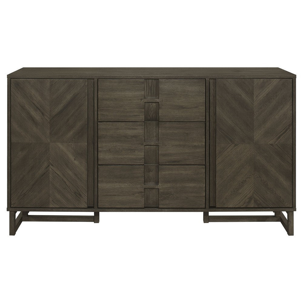 Cora 63 Inch Sideboard Server Cabinet 3 Drawers Shelves Dark Gray By Casagear Home BM319005