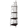 Opya Corner Storage Bookshelf Scrolled Design 4 Tier Shelves Brown Metal By Casagear Home BM319006