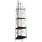 Opya Corner Storage Bookshelf, Scrolled Design, 4 Tier Shelves, Brown Metal By Casagear Home