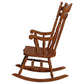 Lyne Rocking Chair Brown Solid Wood Slatted Arrow Back Turned Arms By Casagear Home BM319007