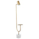 Ely Floor Lamp White Round Base Round Tabletop Gold Metal Finish Gray By Casagear Home BM319008