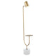 Ely Floor Lamp, White Round Base, Round Tabletop, Gold Metal Finish, Gray By Casagear Home