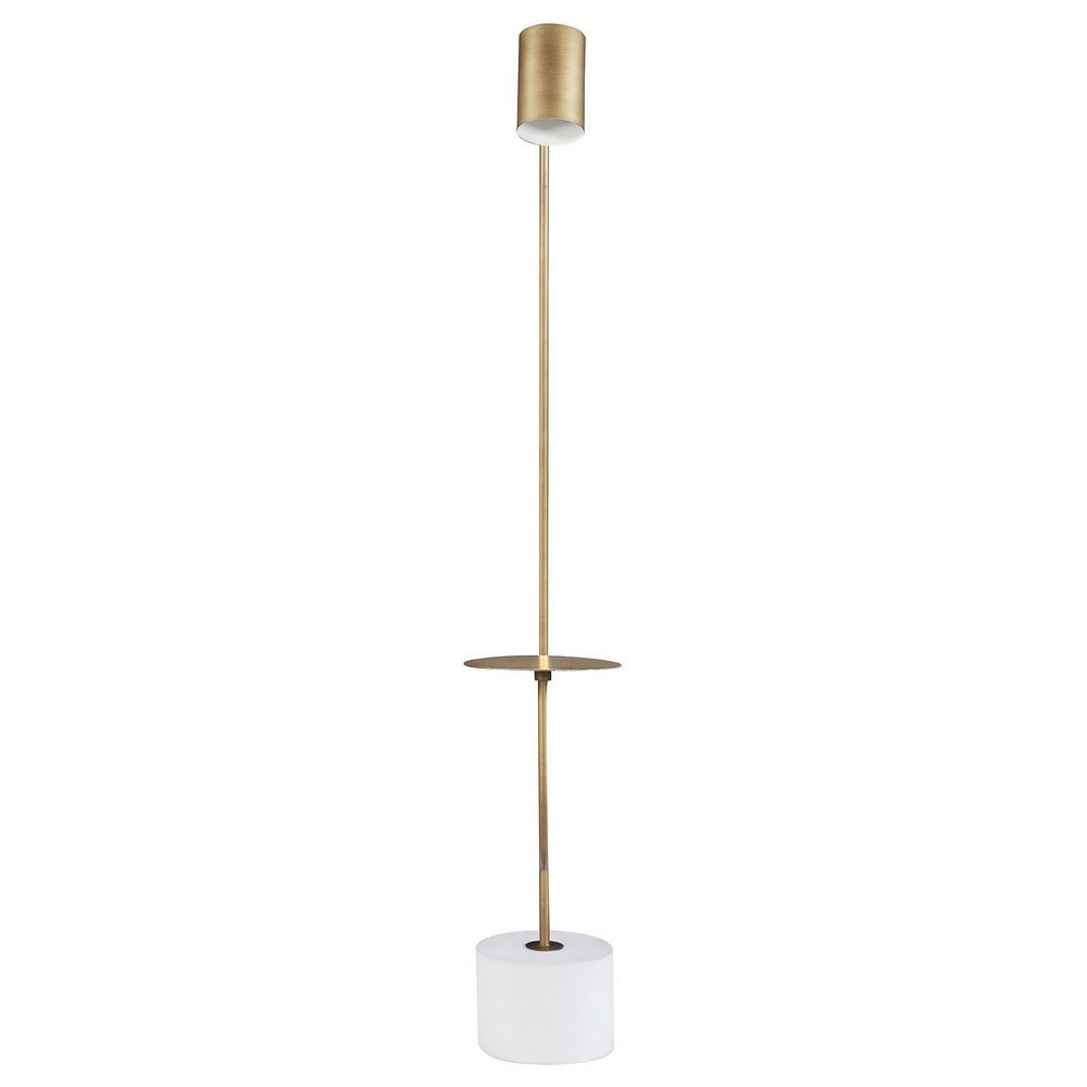 Ely Floor Lamp White Round Base Round Tabletop Gold Metal Finish Gray By Casagear Home BM319008