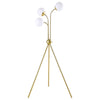 Jyan Accent Floor Lamp 3 Classic Globe Lights Tripod Gold Metal Base By Casagear Home BM319009