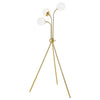 Jyan Accent Floor Lamp, 3 Classic Globe Lights, Tripod Gold Metal Base By Casagear Home