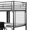 Twin Loft Bed with Convertible Futon Desk Chair in Glossy Black Metal By Casagear Home BM319010