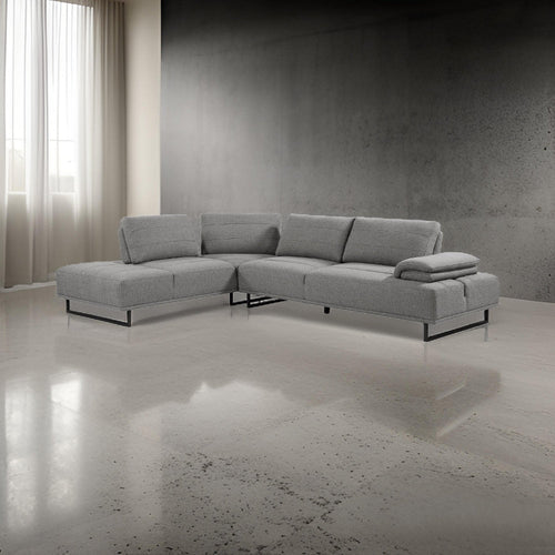 2 Piece L Shaped Sectional Sofa, Adjustable Design Back, Sled Metal Frame By Casagear Home