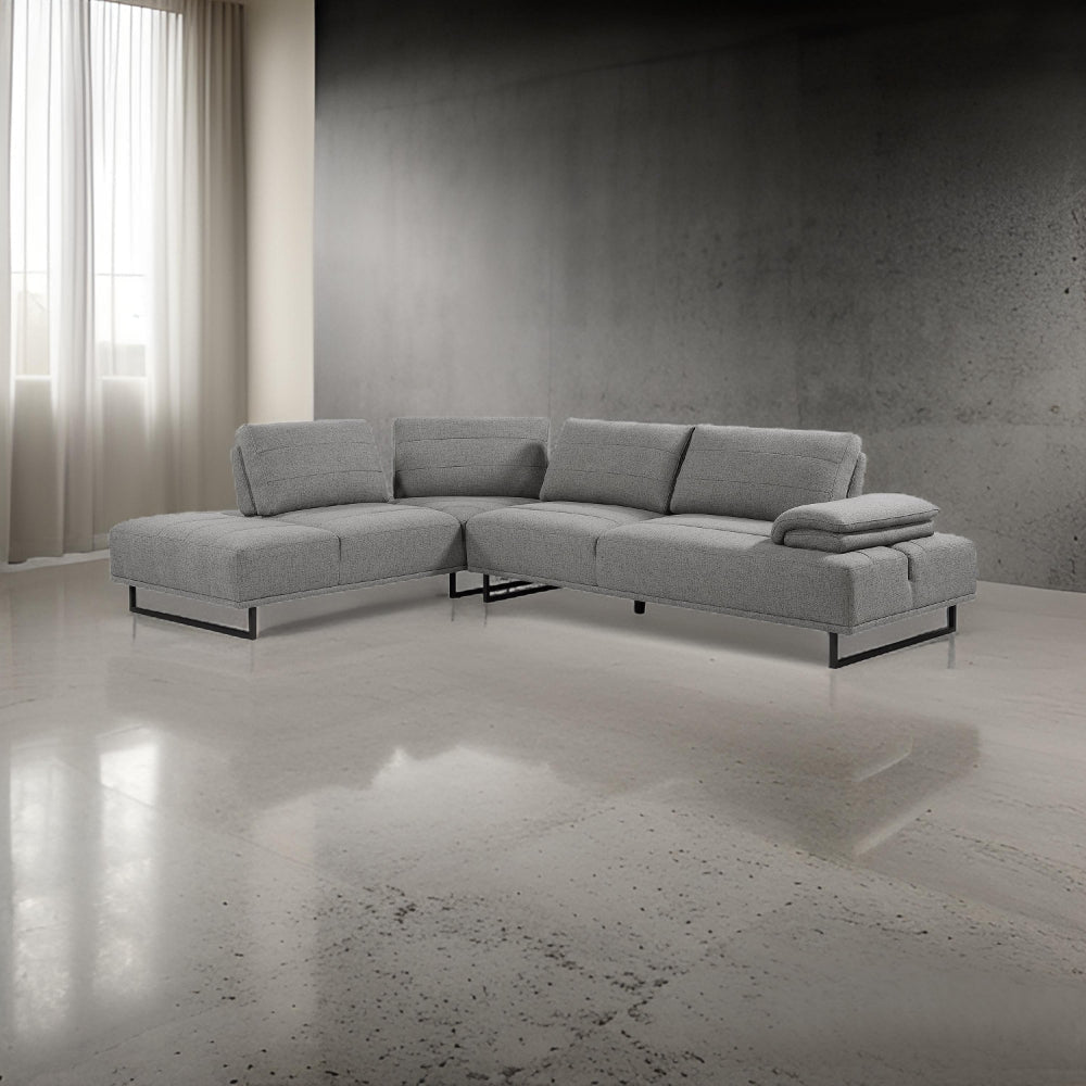 2 Piece L Shaped Sectional Sofa, Adjustable Design Back, Sled Metal Frame By Casagear Home