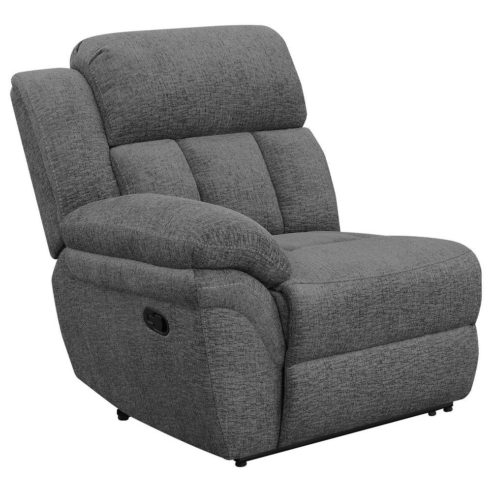 Jak Manual Recliner Sofa 2 Consoles Cushioned Tufted Seats Charcoal Gray By Casagear Home BM319015