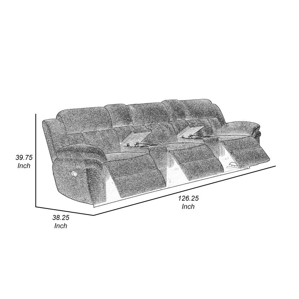 Jak Manual Recliner Sofa 2 Consoles Cushioned Tufted Seats Charcoal Gray By Casagear Home BM319015