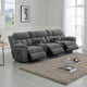 Jak Manual Recliner Sofa, 2 Consoles, Cushioned Tufted Seats, Charcoal Gray By Casagear Home