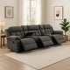 Jak Manual Recliner Sofa, 2 Consoles, Cushioned Tufted Seats, Charcoal Gray By Casagear Home