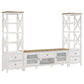 TV Entertainment Console with 2 Media Towers, White and Brown Solid Wood By Casagear Home