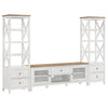 TV Entertainment Console with 2 Media Towers, White and Brown Solid Wood By Casagear Home