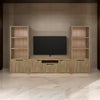 TV Entertainment Console with 2 Media Tower 4 Cabinets Natural Brown Wood By Casagear Home BM319019