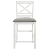 Hoa Counter Height Dining Chair Set of 2 X Back Gray Fabric White Wood By Casagear Home BM319022